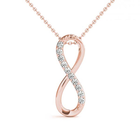 Rose gold Infinity Pendant with Round Brilliant Diamonds in Pavé Setting