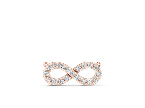 Rose gold Infinity Pendant with Round Diamond Pavé Setting