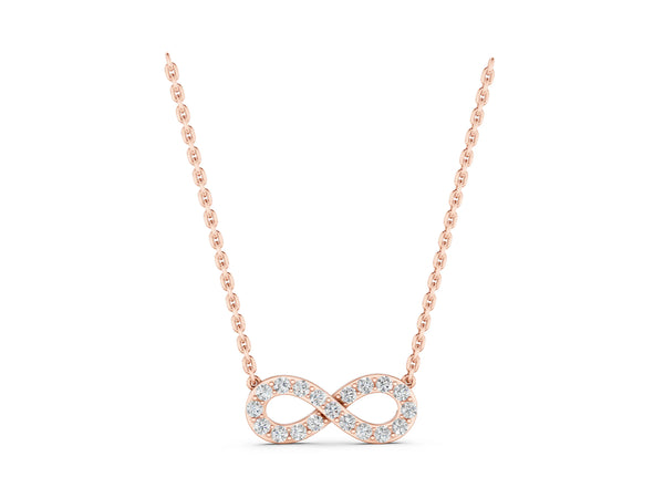 Rose gold Infinity Pendant with Round Diamond Pavé Setting