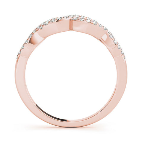Rose gold Infinity Twist Diamond Pavé Band with Round Stones and Prong Setting 1