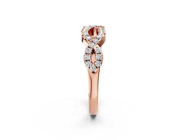 Rose gold Infinity Twist Diamond Pavé Band with Round Stones and Prong Setting