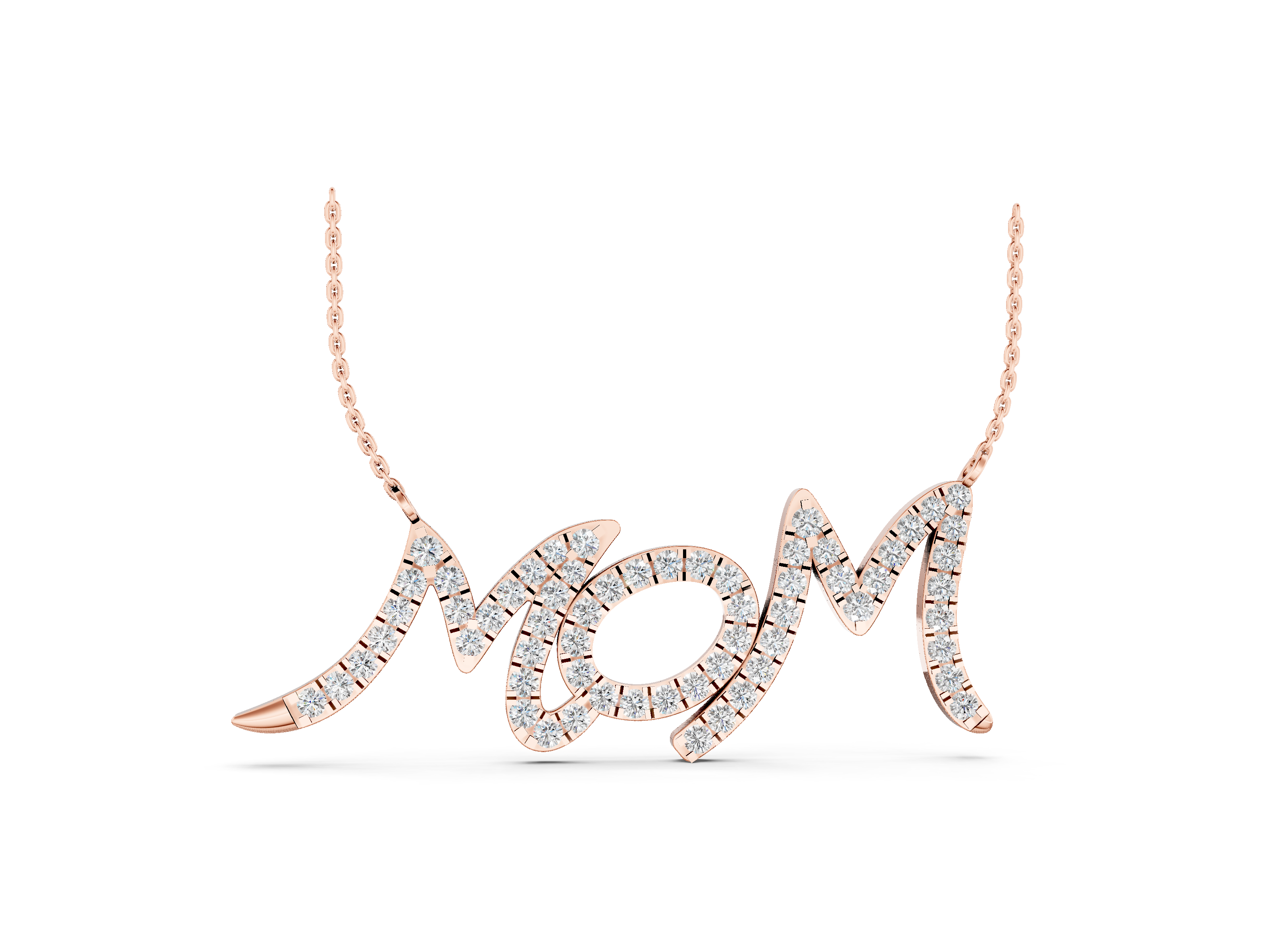 Rose gold MOM Diamond Pendant with Pave Setting