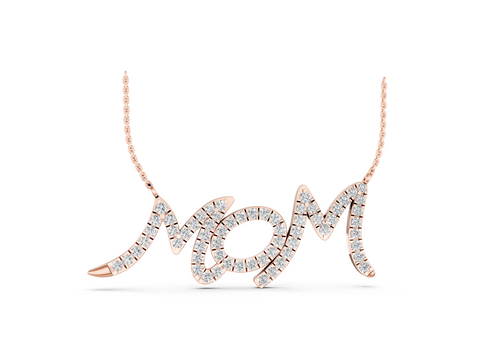 Rose gold MOM Diamond Pendant with Pave Setting