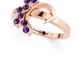 Rose gold Marquise Amethyst Cluster Bypass Ring with Prong Setting_7
