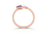Rose gold Marquise Amethyst Cluster Bypass Ring with Prong Setting_9