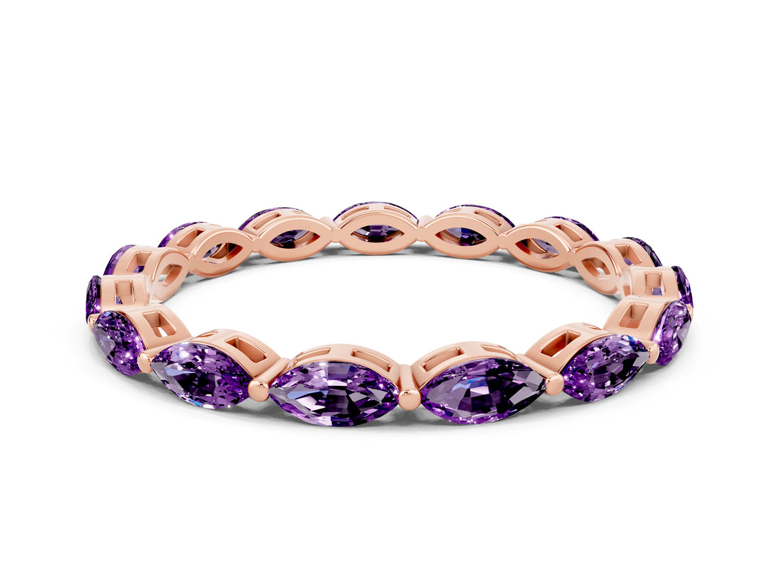 Rose gold Marquise Amethyst Eternity Band with U-Prong Setting_12
