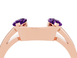 Rose gold Marquise Amethyst Open Band Ring with Tension Setting_10