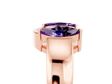 Rose gold Marquise Amethyst Open Band Ring with Tension Setting_11