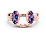 Rose gold Marquise Amethyst Open Band Ring with Tension Setting_6