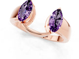 Rose gold Marquise Amethyst Open Band Ring with Tension Setting_7