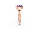 Rose gold Marquise Amethyst Open Band Ring with Tension Setting_8