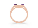 Rose gold Marquise Amethyst Open Band Ring with Tension Setting_9