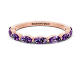 Rose gold Marquise Amethyst Prong Set Half-Eternity Band_6