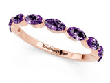 Rose gold Marquise Amethyst Prong Set Half-Eternity Band_7