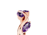 Rose gold Marquise Amethyst Twisted Band with Prong Setting_11