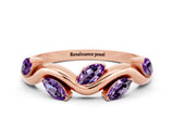 Rose gold Marquise Amethyst Twisted Band with Prong Setting_6