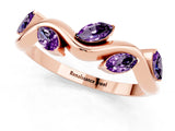 Rose gold Marquise Amethyst Twisted Band with Prong Setting_7