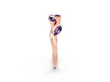 Rose gold Marquise Amethyst Twisted Band with Prong Setting_8