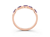 Rose gold Marquise Amethyst Twisted Band with Prong Setting_9