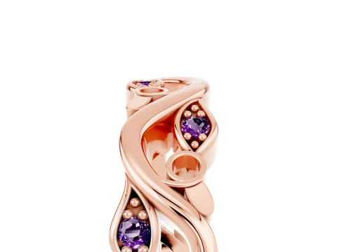 Rose gold Marquise Amethyst Vine Eternity Band with Bezel Setting_11
