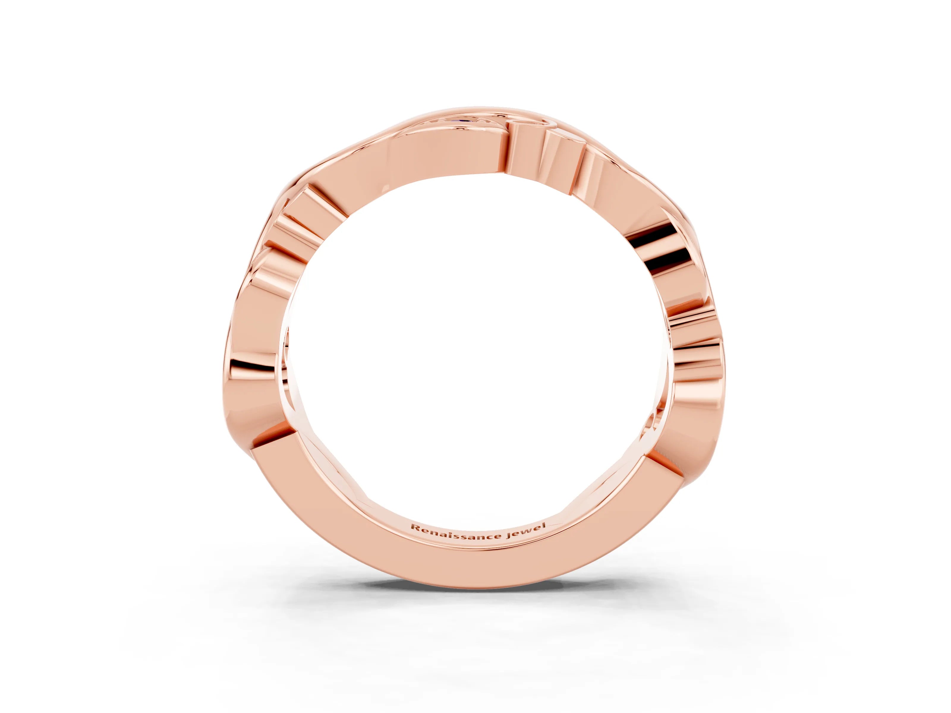 Rose gold Marquise Amethyst Vine Eternity Band with Bezel Setting_9