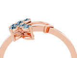Rose gold Marquise Aquamarine Cluster Bypass Ring with Prong Setting_10