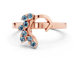 Rose gold Marquise Aquamarine Cluster Bypass Ring with Prong Setting_6