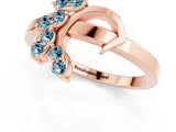 Rose gold Marquise Aquamarine Cluster Bypass Ring with Prong Setting_7