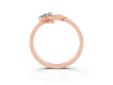 Rose gold Marquise Aquamarine Cluster Bypass Ring with Prong Setting_9
