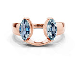 Rose gold Marquise Aquamarine Open Band Ring with Tension Setting_6