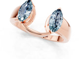 Rose gold Marquise Aquamarine Open Band Ring with Tension Setting_7