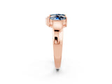 Rose gold Marquise Aquamarine Open Band Ring with Tension Setting_8