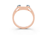 Rose gold Marquise Aquamarine Open Band Ring with Tension Setting_9