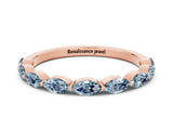Rose gold Marquise Aquamarine Prong Set Half-Eternity Band_6