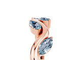 Rose gold Marquise Aquamarine Twisted Band with Prong Setting_11
