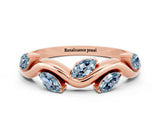 Rose gold Marquise Aquamarine Twisted Band with Prong Setting_6