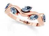 Rose gold Marquise Aquamarine Twisted Band with Prong Setting_7