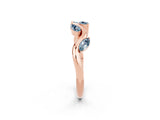 Rose gold Marquise Aquamarine Twisted Band with Prong Setting_8