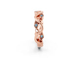 Rose gold Marquise Aquamarine Vine Eternity Band with Bezel Setting_8
