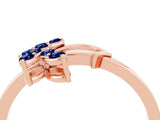 Rose gold Marquise Blue Sapphire Cluster Bypass Ring with Prong Setting_10