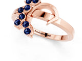Rose gold Marquise Blue Sapphire Cluster Bypass Ring with Prong Setting_7