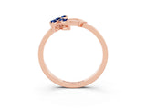 Rose gold Marquise Blue Sapphire Cluster Bypass Ring with Prong Setting_9