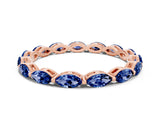 Rose gold Marquise Blue Sapphire Eternity Band with U-Prong Setting_12
