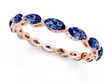 Rose gold Marquise Blue Sapphire Eternity Band with U-Prong Setting_13