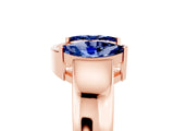 Rose gold Marquise Blue Sapphire Open Band Ring with Tension Setting_11