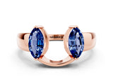 Rose gold Marquise Blue Sapphire Open Band Ring with Tension Setting_6