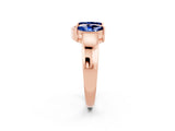 Rose gold Marquise Blue Sapphire Open Band Ring with Tension Setting_8