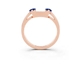Rose gold Marquise Blue Sapphire Open Band Ring with Tension Setting_9