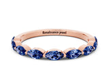 Rose gold Marquise Blue Sapphire Prong Set Half-Eternity Band_6