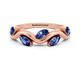 Rose gold Marquise Blue Sapphire Twisted Band with Prong Setting_6